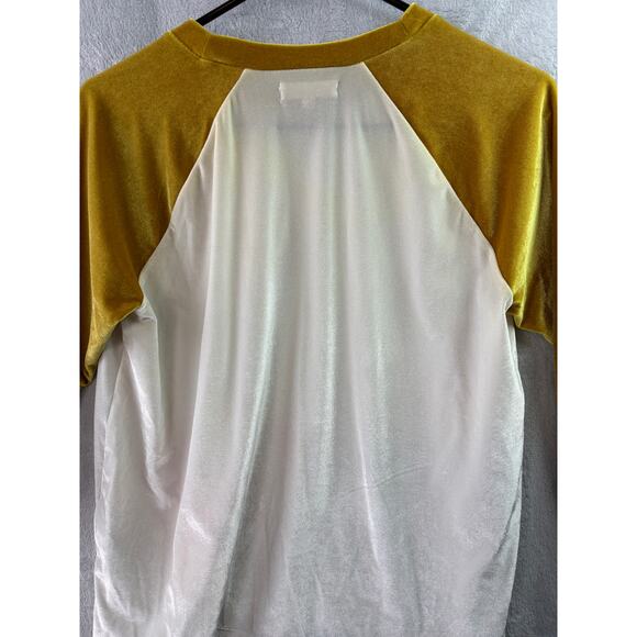 Madewell Velvet Pull-over Crewneck Baseball Tee – White/Gold – Size S - Picture 6 of 7